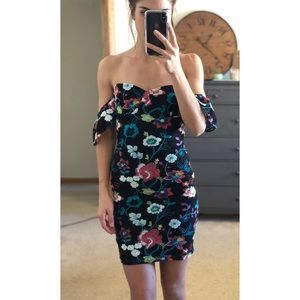 Black floral mini dress